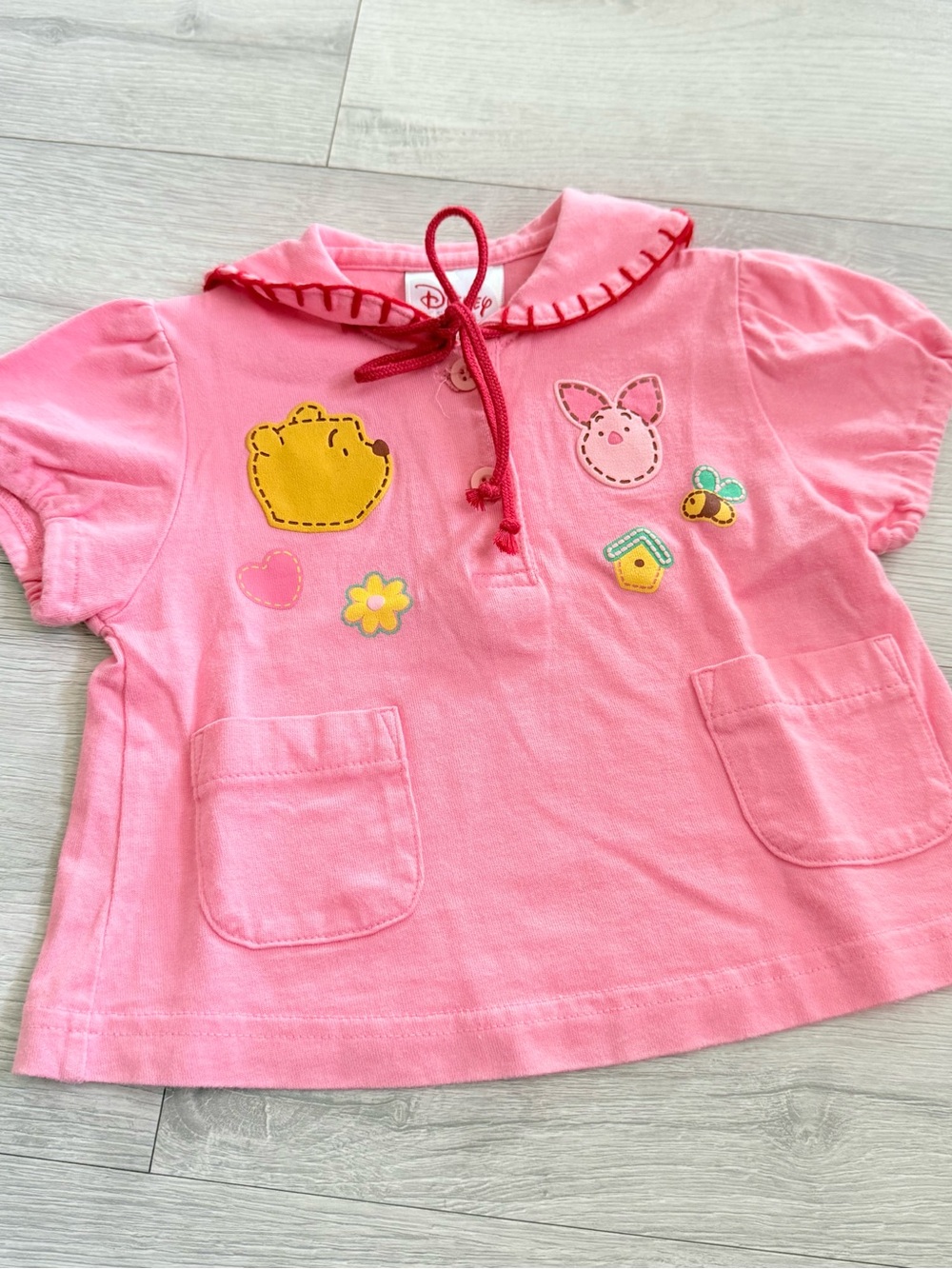 Disney Pink Girls' Decorative Collar Polo Shirt with Patches Size 90 （24 month）